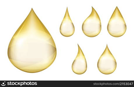 Oil drops. Realistic orange drop, isolated falling liquid elements. Golden honey droplet, gold water tears, petrol drip vector collection. Illustration drop oil, liquid realistic yellow drip. Oil drops. Realistic orange drop, isolated falling liquid elements. Golden honey droplet, gold water tears, petrol drip vector collection