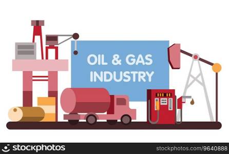 Oil gas industry flat design concept Royalty Free Vector