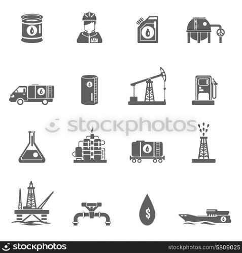 Oil gasoline and fuel extraction industry black icon set isolated vector illustration. Oil Industry Icon