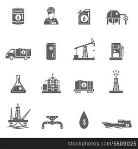 Oil gasoline and fuel extraction industry black icon set isolated vector illustration. Oil Industry Icon