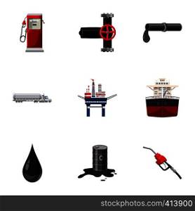 Oil icons set. Cartoon illustration of 9 oil vector icons for web. Oil icons set, cartoon style