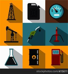 Oil icons set. Flat illustration of 9 oil vector icons for web. Oil icons set, flat style