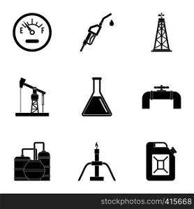Oil icons set. Simple illustration of 9 oil vector icons for web. Oil icons set, simple style