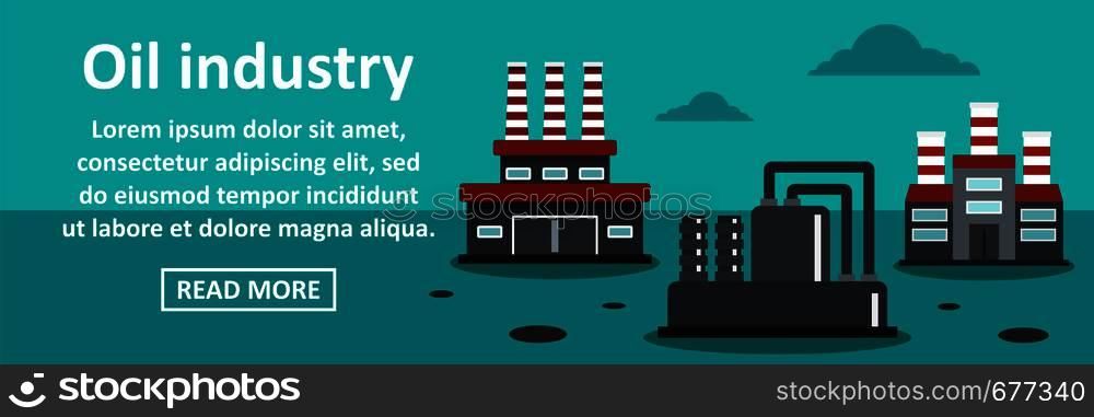 Oil industry banner horizontal concept. Flat illustration of oil industry banner horizontal vector concept for web. Oil industry banner horizontal concept