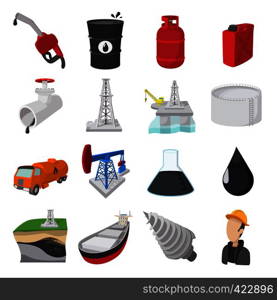 Oil industry cartoon icons set isolated on white background. Oil industry cartoon icons