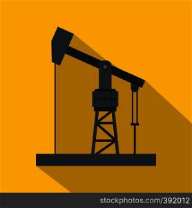 Oil industry equipment icon. Flat illustration of oil industry equipment vector icon for web isolated on yellow background. Oil industry equipment icon, flat style