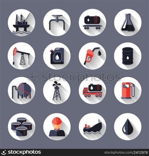 Oil industry fossil conservation and transportation icons set isolated vector illustration