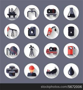 Oil industry fossil conservation and transportation icons set isolated vector illustration