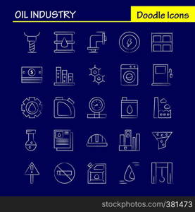 Oil Industry Hand Drawn Icon Pack For Designers And Developers. Icons Of Weight, Scale, Weighting, Dock, Factory, Industry, Lifter, Production, Vector