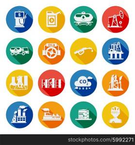 Oil industry icons flat. Oil industry icons flat set with fuel terminal symbols isolated vector illustration