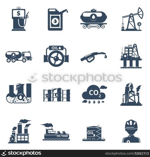 Oil industry icons set. Oil industry icons set with gasoline processing symbols isolated vector illustration