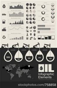 Oil Industry Infographic Elements. Opportunity to Highlight any Country. Vector Illustration EPS 10.