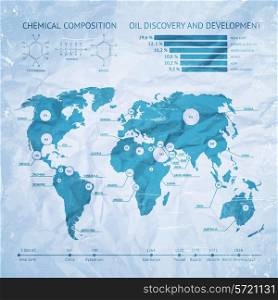 Oil industry infographics over old paper. Vector illustration.
