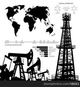 Oil industry infographics over orange background. Vector illustration.