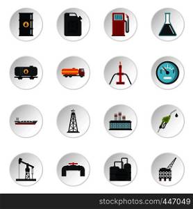 Oil industry items set icons in flat style isolated on white background. Oil industry items set flat icons