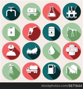 Oil industry petrol and gasoline energy icons set isolated vector illustration