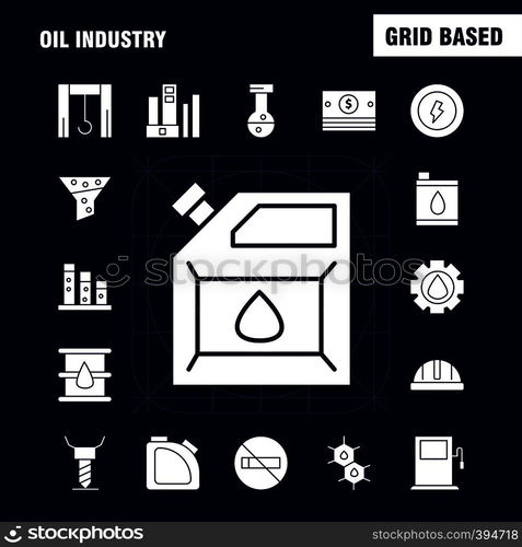 Oil Industry Solid Glyph Icon Pack For Designers And Developers. Icons Of Weight, Scale, Weighting, Dock, Factory, Industry, Lifter, Production, Vector