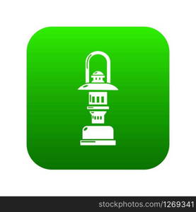 Oil lamp icon green vector isolated on white background. Oil lamp icon green vector
