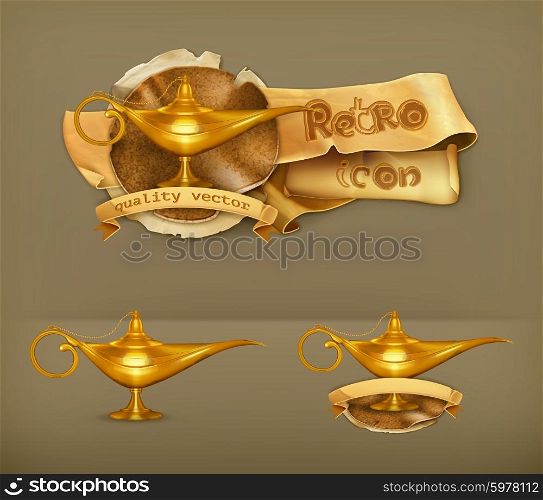 Oil lamp, vector icon