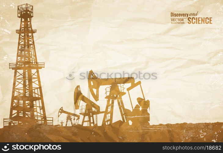 Oil plant design on the ond paper texture. Vector illustration.