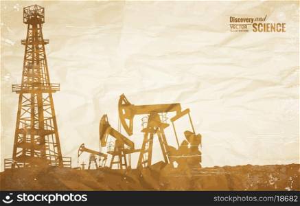 Oil plant design on the ond paper texture. Vector illustration.