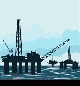 Oil platforms at sea
