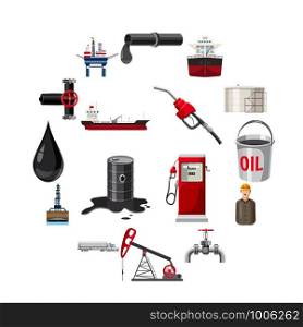 Oil production icons set. Cartoon illustration of 16 oil production vector icons for web. Oil production icons set, cartoon style