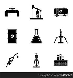 Oil production icons set. Simple illustration of 9 oil production vector icons for web. Oil production icons set, simple style