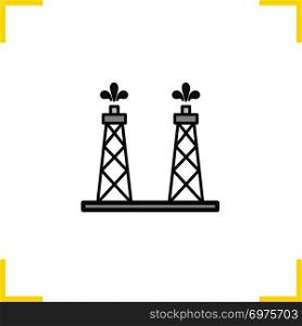 Oil production platforms color icon. Oil towers. Isolated vector illustration. Oil production platforms color icon