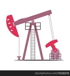 Oil pump cartoon vector illustration. Industrial pumpjack flat color object. Refinery plant heavy machinery isolated on white background. Burning fossil fuels mining, gas extraction equipment