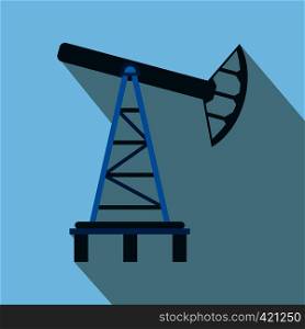 Oil pump flat icon on a light blue background. Oil pump flat icon