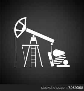 Oil pump icon. Black background with white. Vector illustration.