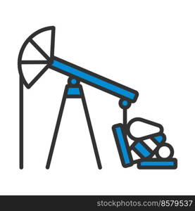 Oil Pump Icon. Editable Bold Outline With Color Fill Design. Vector Illustration.