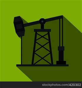 Oil pump icon. Flat illustration of oil pump vector icon for web isolated on lime background. Oil pump icon, flat style