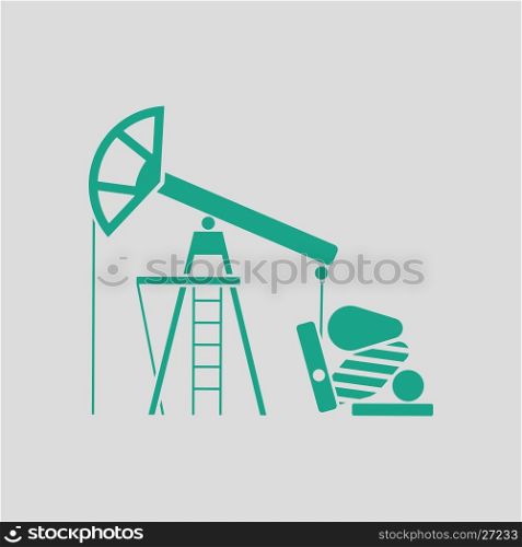 Oil pump icon. Gray background with green. Vector illustration.