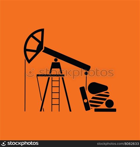 Oil pump icon. Orange background with black. Vector illustration.