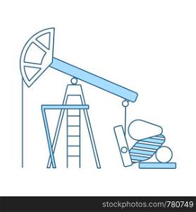 Oil Pump Icon. Thin Line With Blue Fill Design. Vector Illustration.