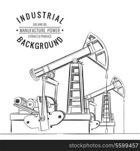 Oil pump isolated over white and text. Vector illustration.