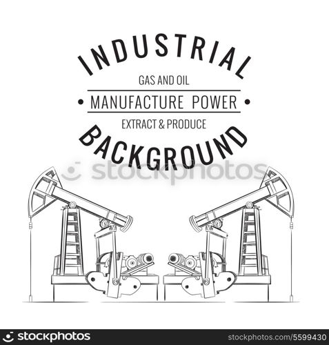 Oil pump isolated over white with label. Vector illustration.