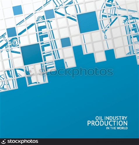 Oil pump mosaic card for your design. Vector illustration.