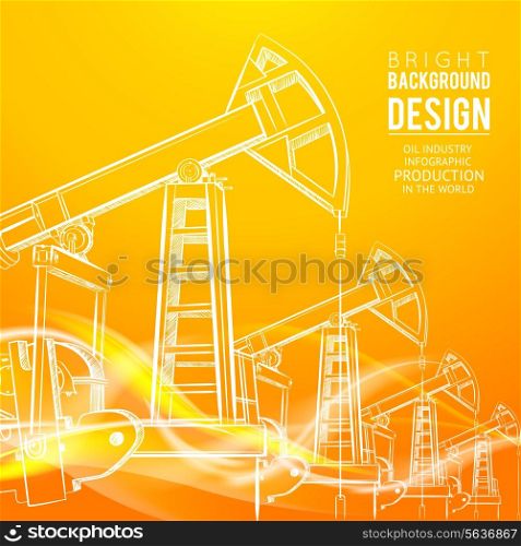 Oil Pump on orange background. Vector illustration.