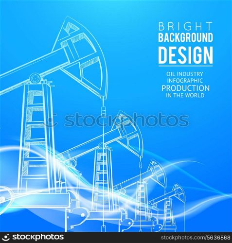 Oil Pump on orange background. Vector illustration.
