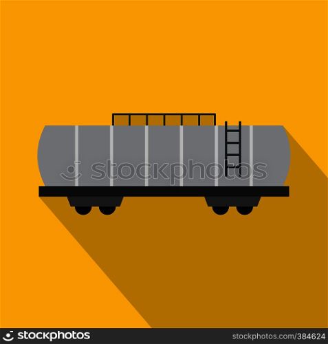 Oil railway tank icon. Flat illustration of railway tank vector icon for web design. Oil railway tank icon, flat style