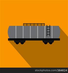 Oil railway tank icon. Flat illustration of railway tank vector icon for web design. Oil railway tank icon, flat style