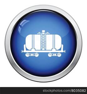 Oil railway tank icon. Glossy button design. Vector illustration.