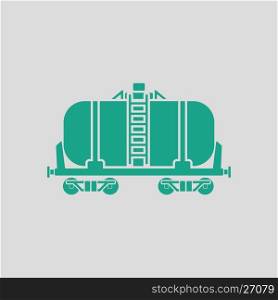 Oil railway tank icon. Gray background with green. Vector illustration.