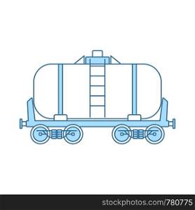 Oil Railway Tank Icon. Thin Line With Blue Fill Design. Vector Illustration.