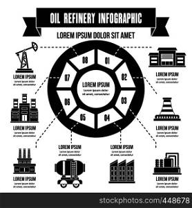 Oil refinery infographic banner concept. Simple illustration of oil refinery infographic vector poster concept for web. Oil refinery infographic concept, simple style