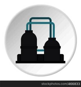 Oil refinery plant icon in flat circle isolated vector illustration for web. Oil refinery plant icon circle