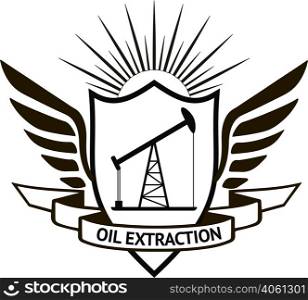 oil rig heraldic logo icon. Vector concept illustration for design.. oil extraction